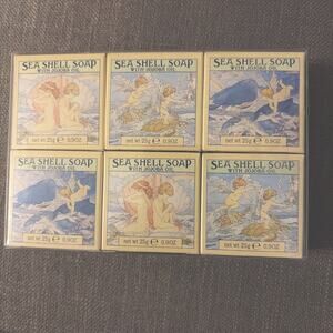 Vintage 70s Crabtree & Evelyn Sea Shell Soap Jojoba Oil Lot of 6 New Sealed